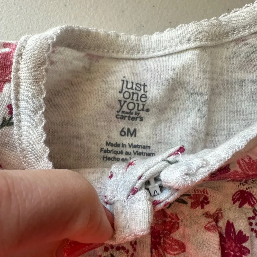Just One You by Carter's Floral Footed Pajama Pink Toddler Size 6M Two Way Zip
